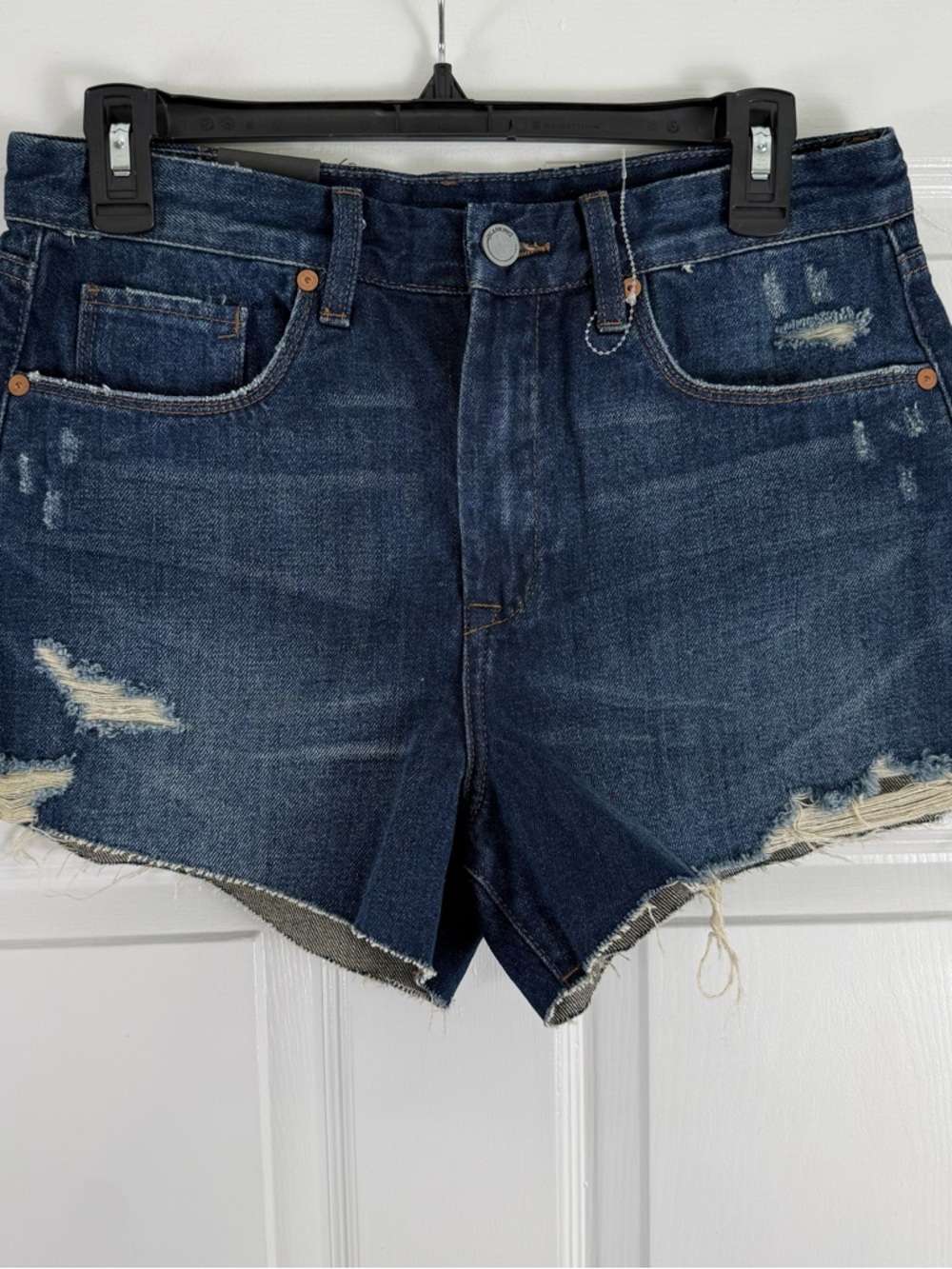 NEW Blank NYC The Barrow Distressed High-Rise Denim Short in Dark Indigo 29